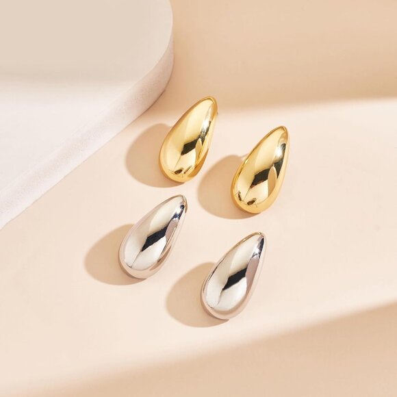 ⚡Gold Teardrop Earrings for Women Chunky Statement Drop Dangle Fashion Jewelry - Picture 5 of 5